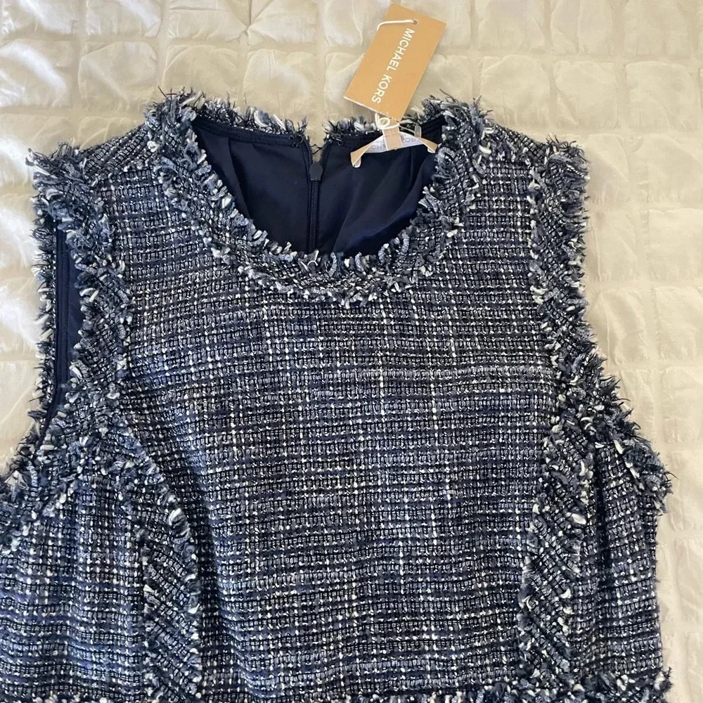 Michael Kors Collection blue luxury tweed NWT midi dress - Picture 5 of 12